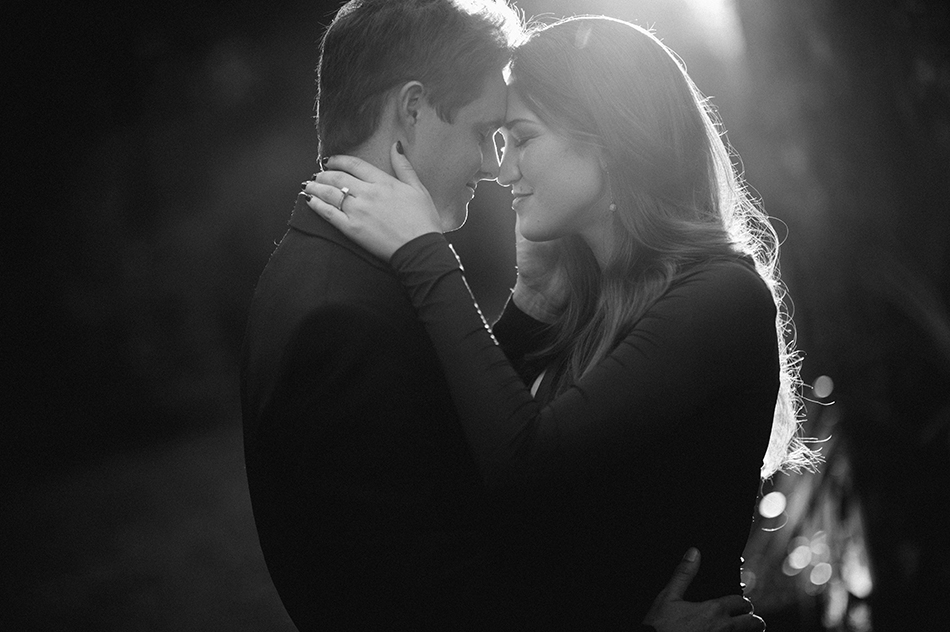 black and white engagement session